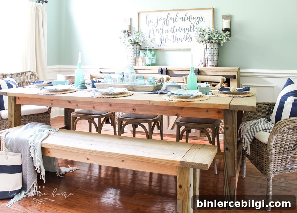 Coastal Decor Ideas for Dining Rooms and Foyers 9 Turquoise mason jars repurposed as candle holders