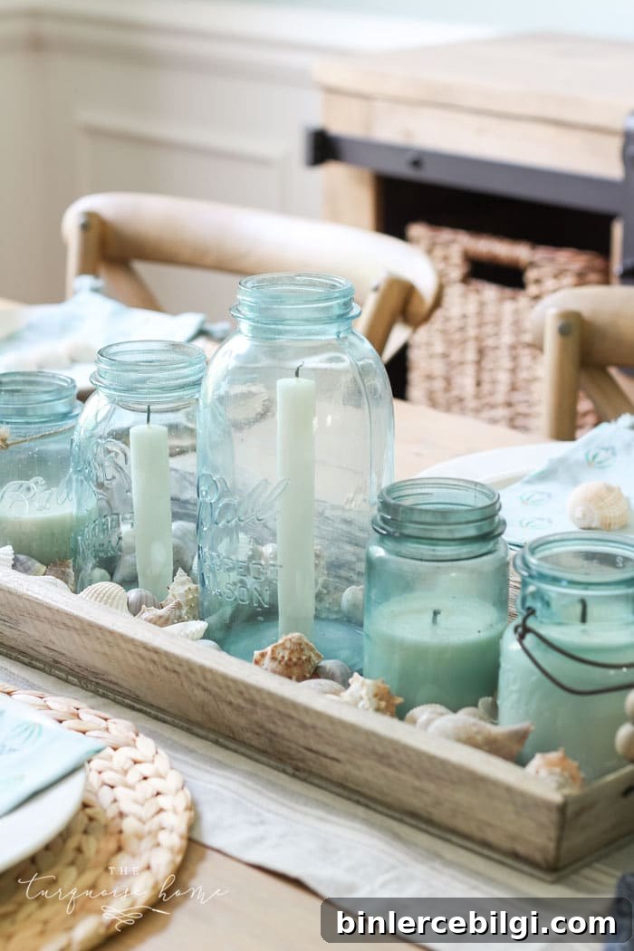 Coastal Decor Ideas for Dining Rooms and Foyers 5 Table setting with coastal napkins and shells