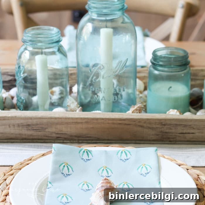 Coastal Decor Ideas for Dining Rooms and Foyers 7 Close-up of napkins and shell place settings
