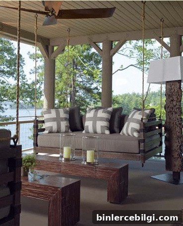 Lake House Decor Ideas for Cozy Waterfront Living 13 Porch Swing at a Lake House