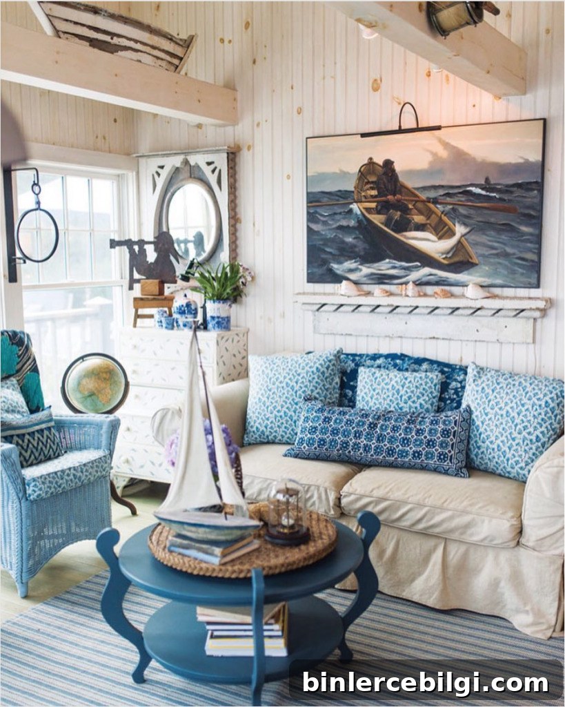 Lake House Decor Ideas for Cozy Waterfront Living 8 Nautical Living Room