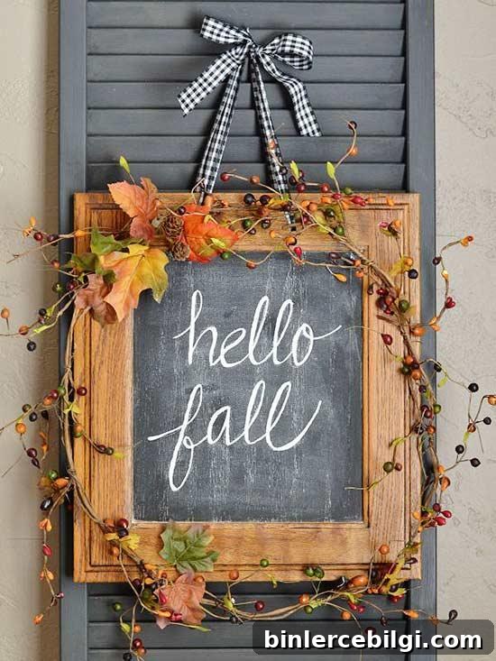 Wood Frame Chalkboard Fall Wreath