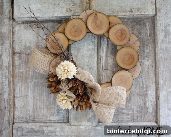 Wood Slice and Burlap Fall Wreath