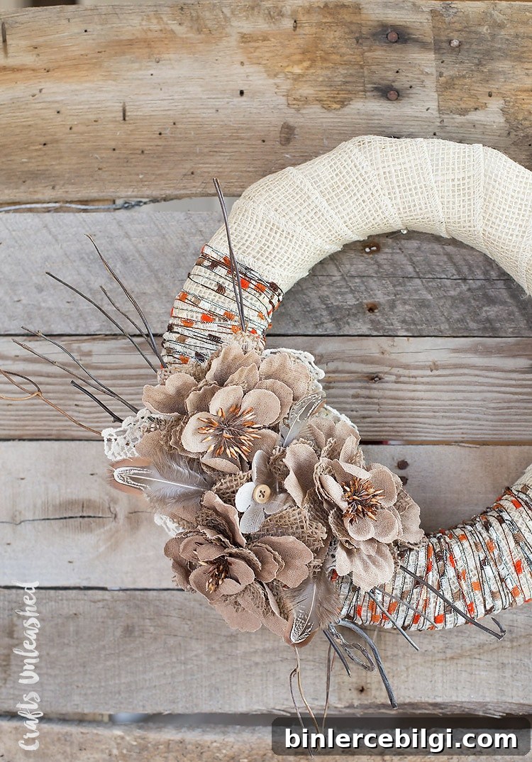 Rustic Fabric and Burlap Wreath