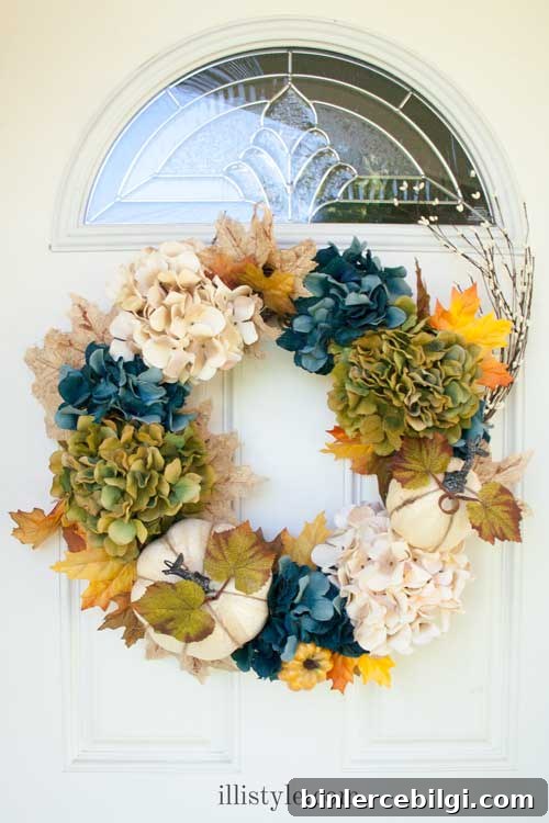 Blue-Green Hydrangea Fall Wreath