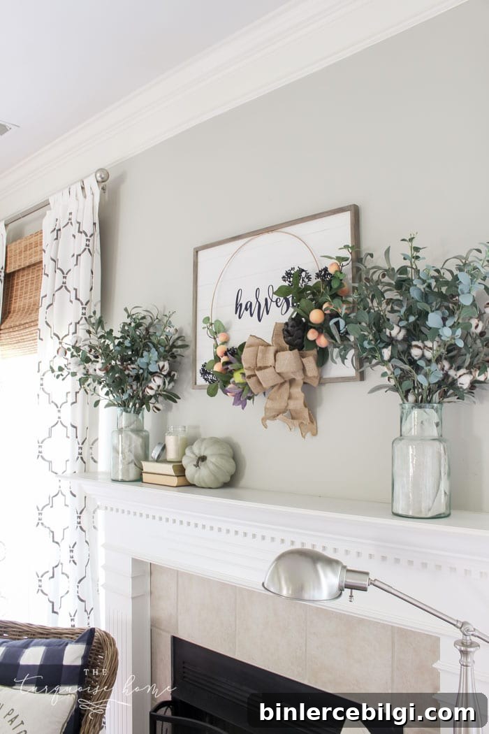Harvest Fall Mantel Decor - home tour!