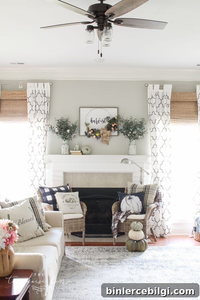 Harvest Fall Mantel Decor - home tour!