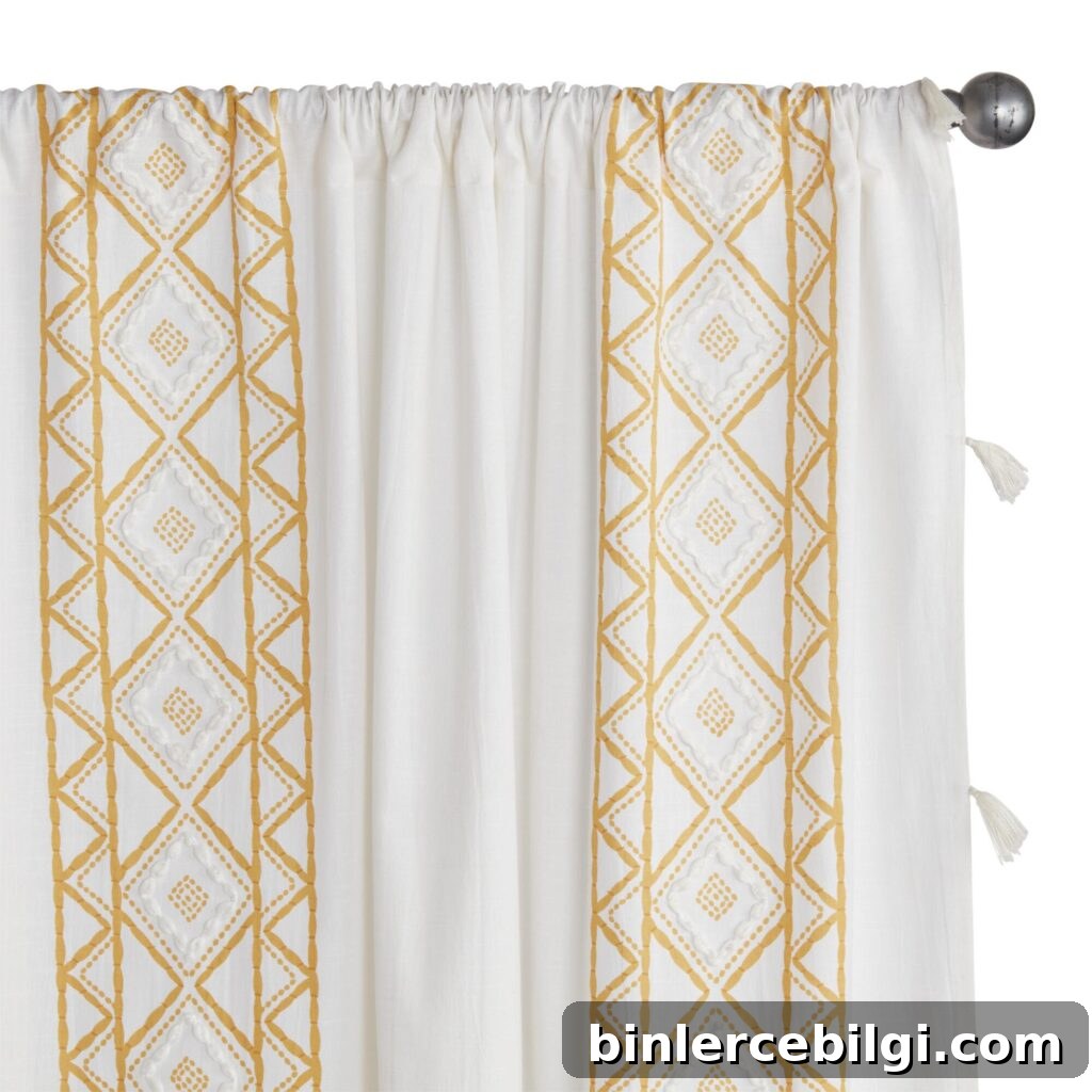 Affordable Curtain Ideas to Transform Any Room 8 White and Yellow Geo Curtain