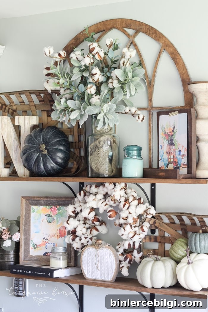 Fall Kitchen Open Shelves