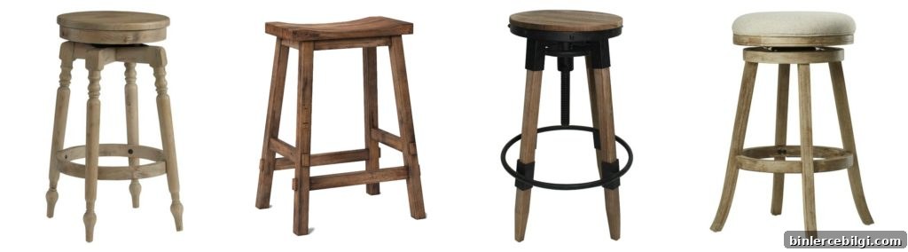 Wooden Farmhouse Bar Stools