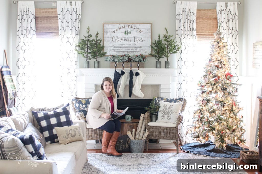 Green and Navy Christmas Mantel 2018