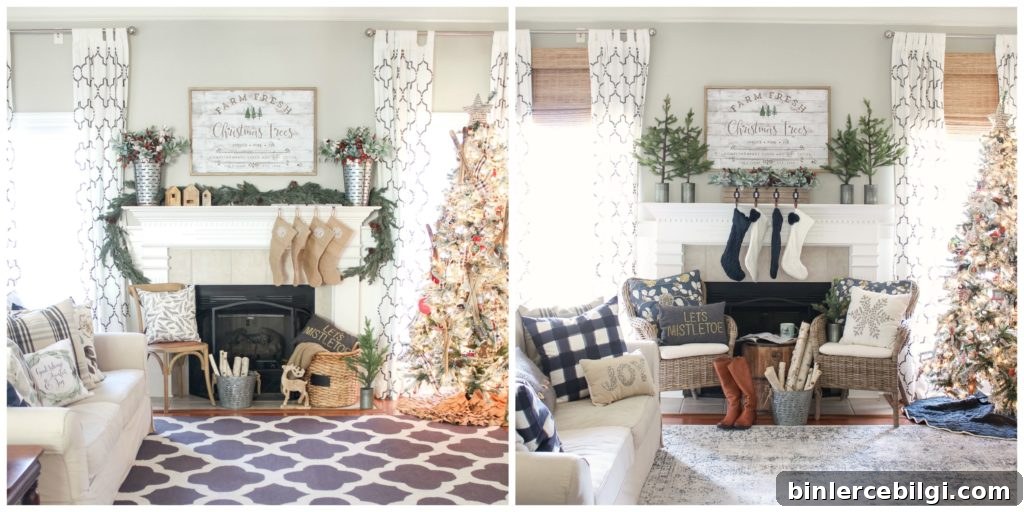 Green and Navy Christmas Mantel 2018