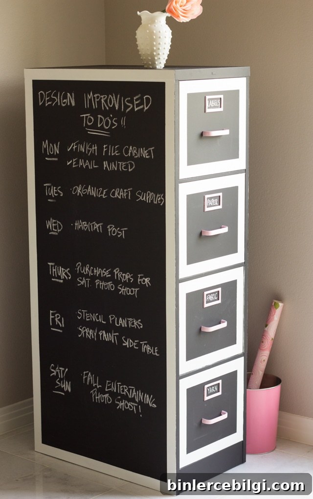 Chalkboard Painted Filing Cabinet