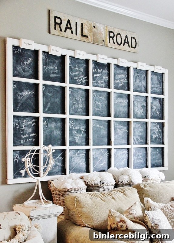 Old Window Chalkboard Calendar
