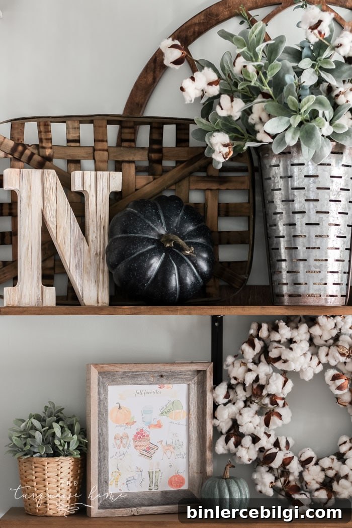 Cozy Fall Favorites Free Printable on Open Kitchen Shelves