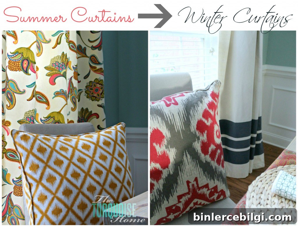 DIY Painted Drop Cloth Curtains | TheTurquoiseHome.com