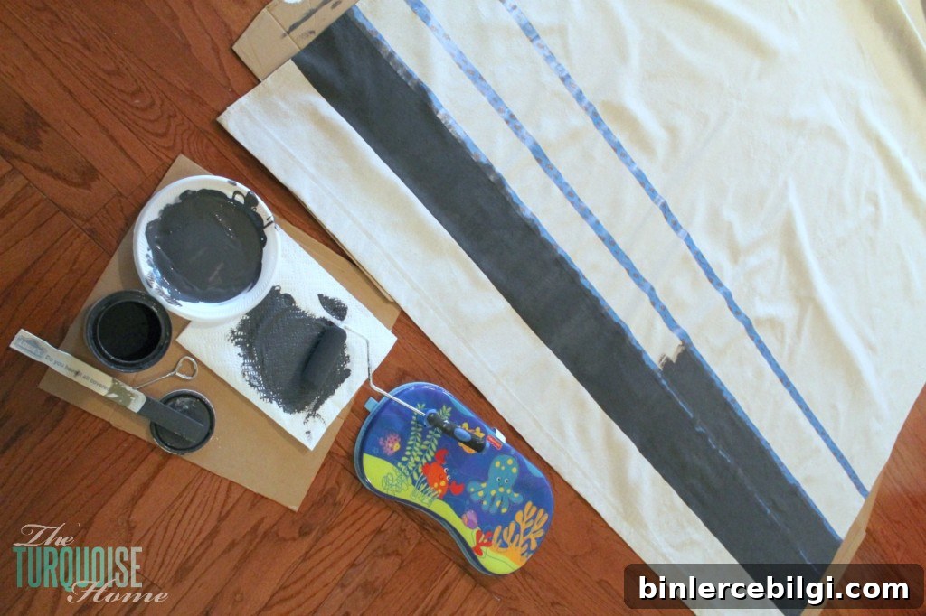 DIY Painted Drop Cloth Curtains | TheTurquoiseHome.com