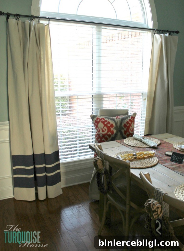DIY Painted Drop Cloth Curtains | TheTurquoiseHome.com