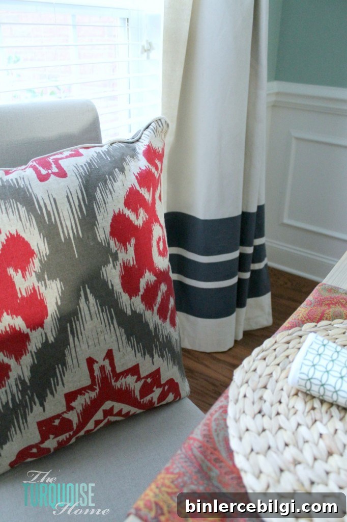 DIY Painted Drop Cloth Curtains | TheTurquoiseHome.com