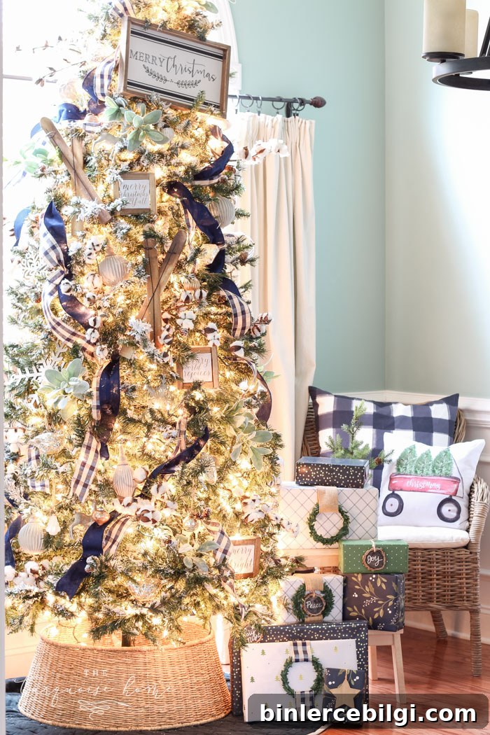 Navy and Green Farmhouse Christmas Tree Inspiration 2 Navy & Green Farmhouse Christmas Tree