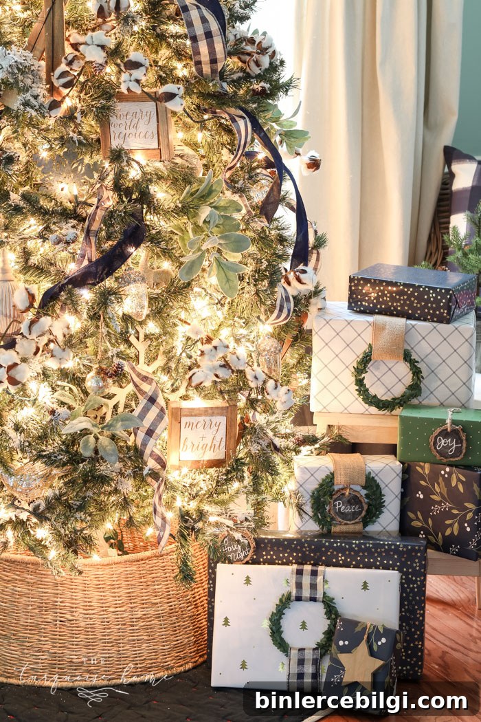 Navy and Green Farmhouse Christmas Tree Inspiration 4 Navy & Green Farmhouse Christmas Tree