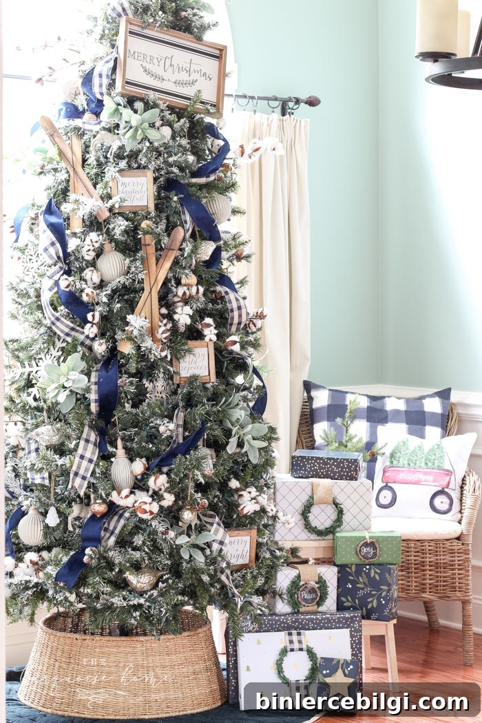 Navy and Green Farmhouse Christmas Tree Inspiration 5 Navy & Green Farmhouse Christmas Tree