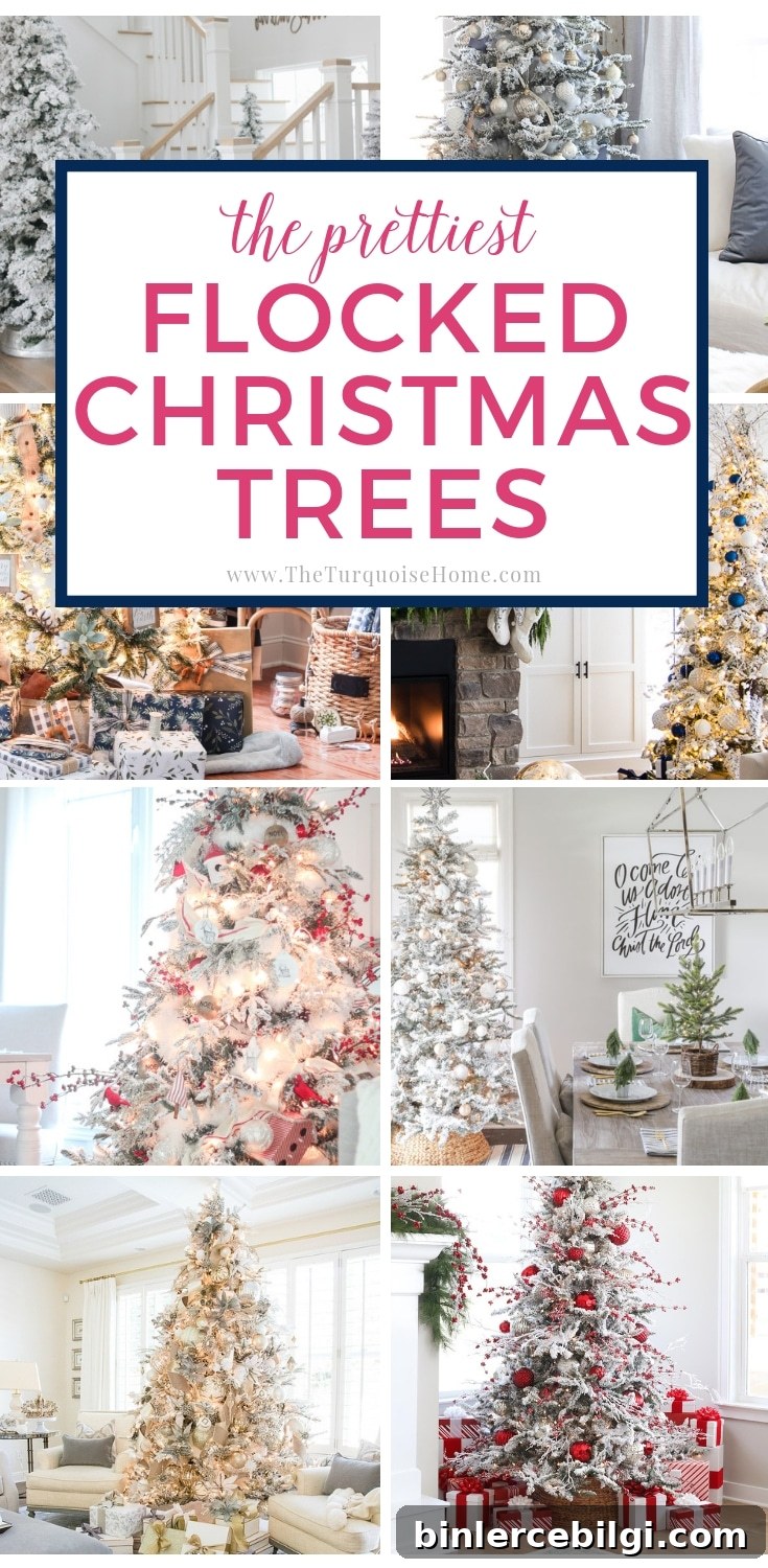 The Prettiest Flocked Christmas Trees - lots of gorgeous inspiration!