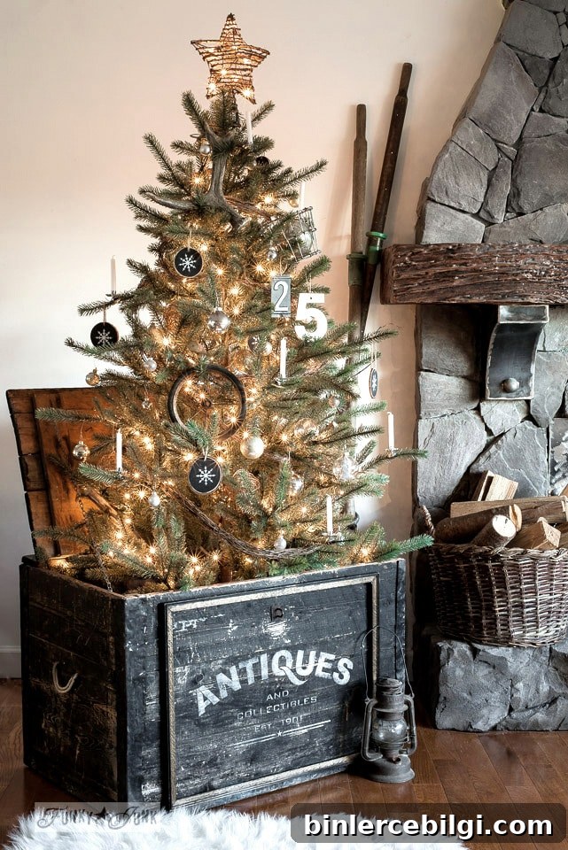 antique crate tree stand