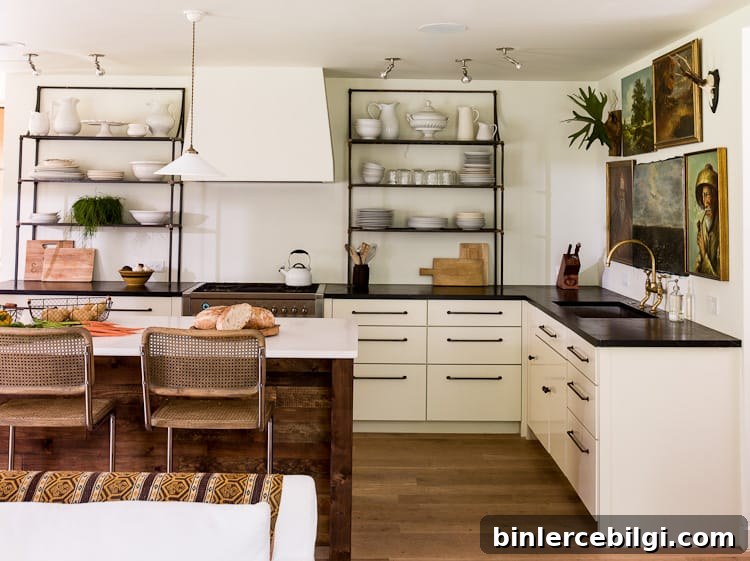 Gorgeous, modern open shelves from Lauren Liess