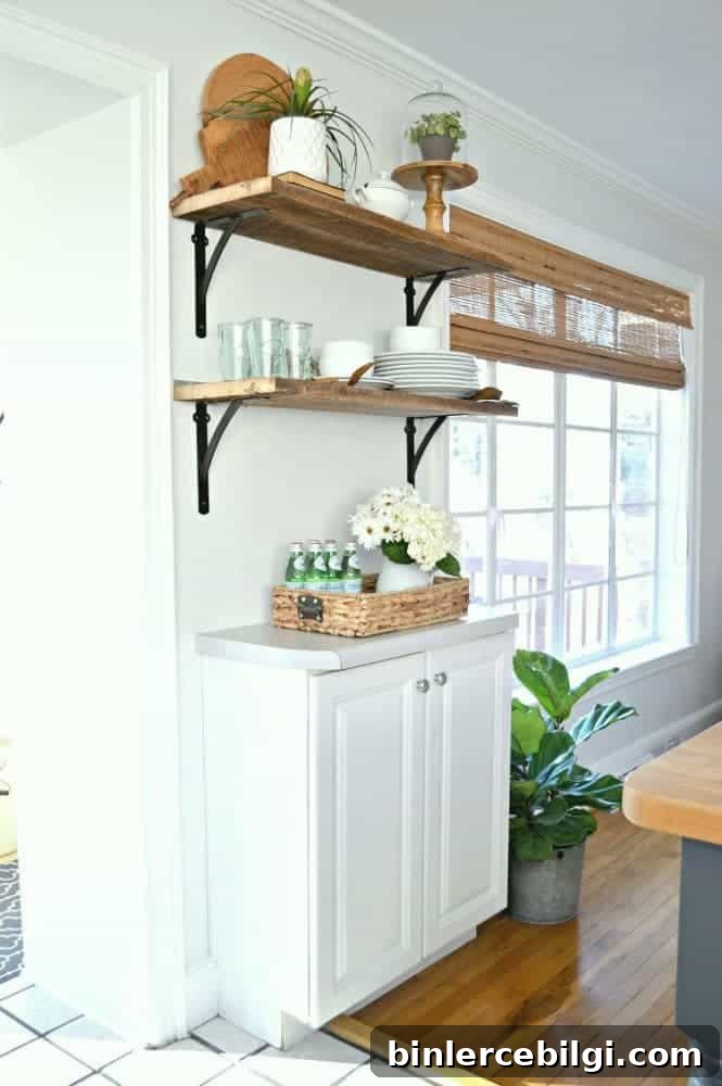 useful and decorative open farmhouse shelves from Chatfield Court.