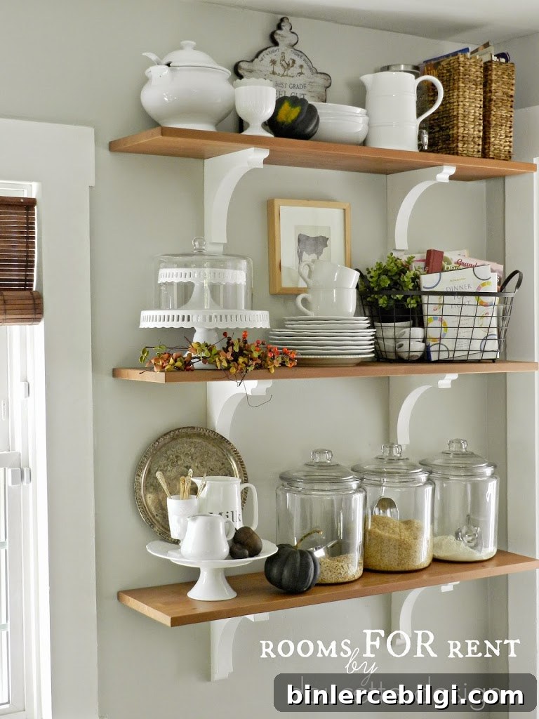 grains in canisters on open shelves.