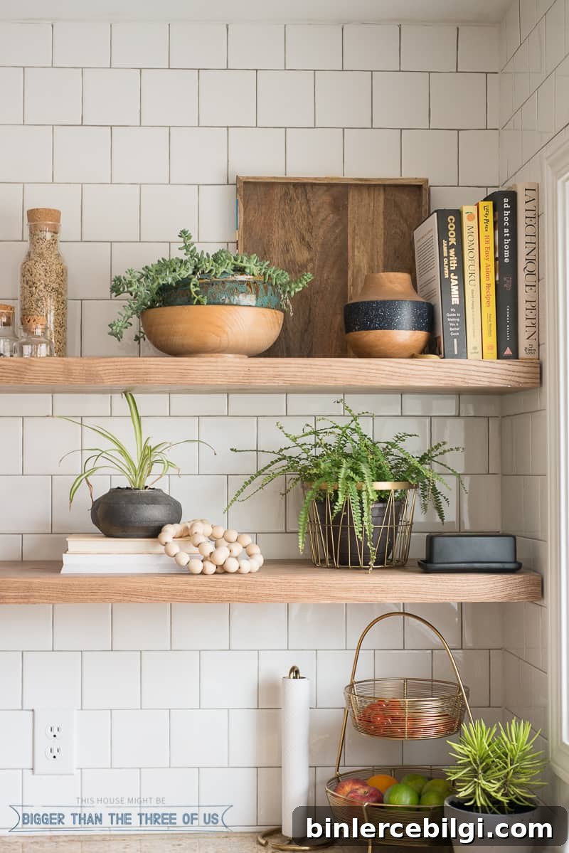 beautiful floating kitchen shelves