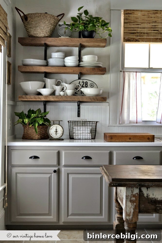 Reclaimed Wood Farmhouse Open Shelves