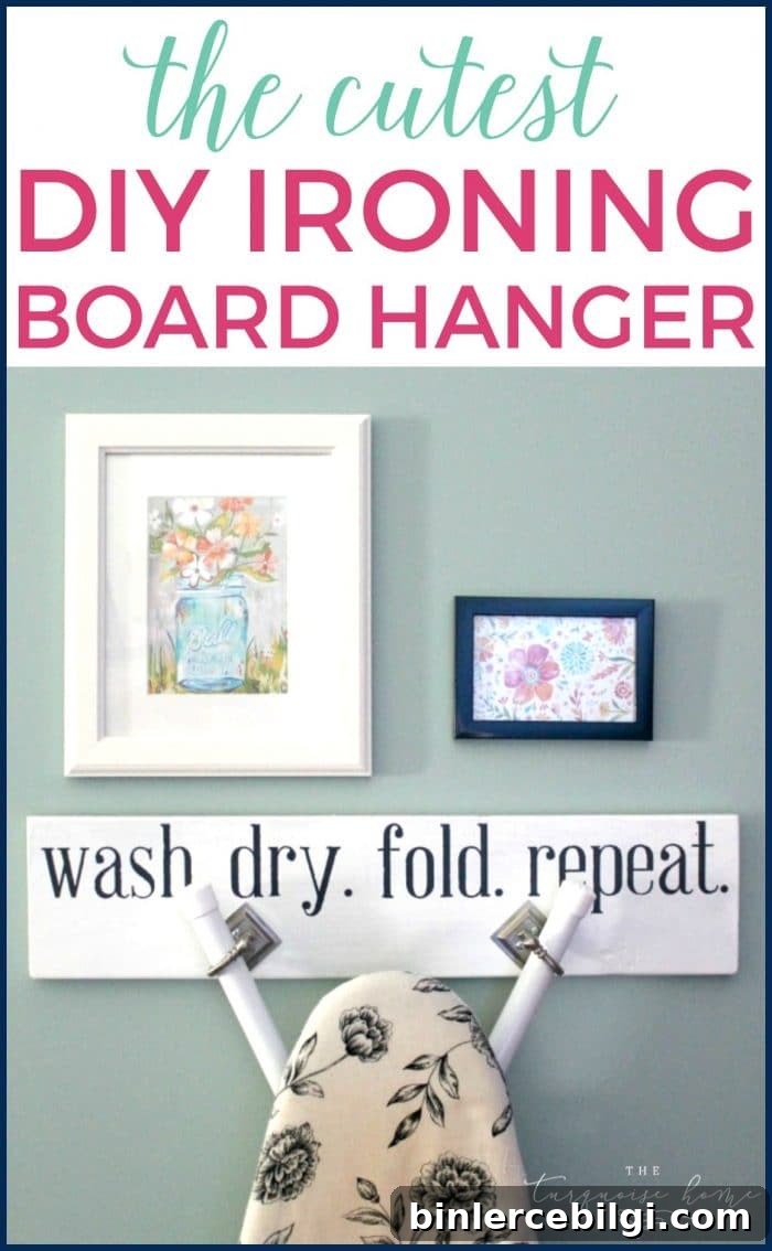 The cutest DIY ironing board hanger!!
