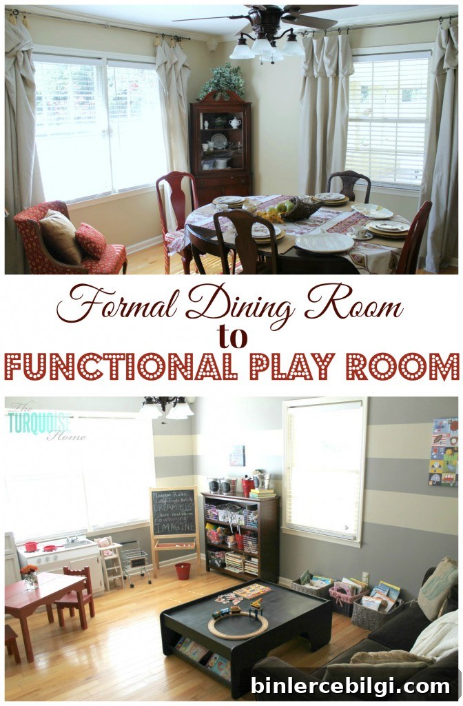 Turn Your Formal Dining Room into a Kid-Friendly Playroom 14 Formal Dining Room to Functional Play Room | TheTurquoiseHome.com