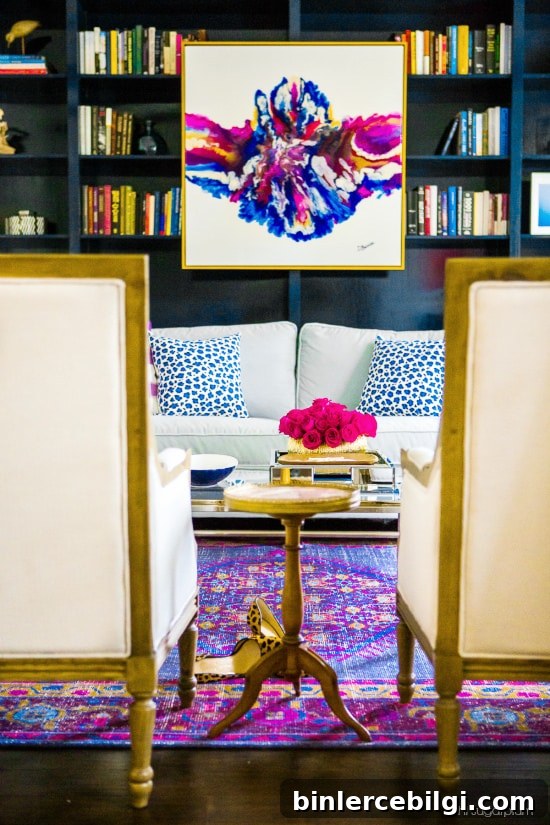 Art layered on a bookshelf