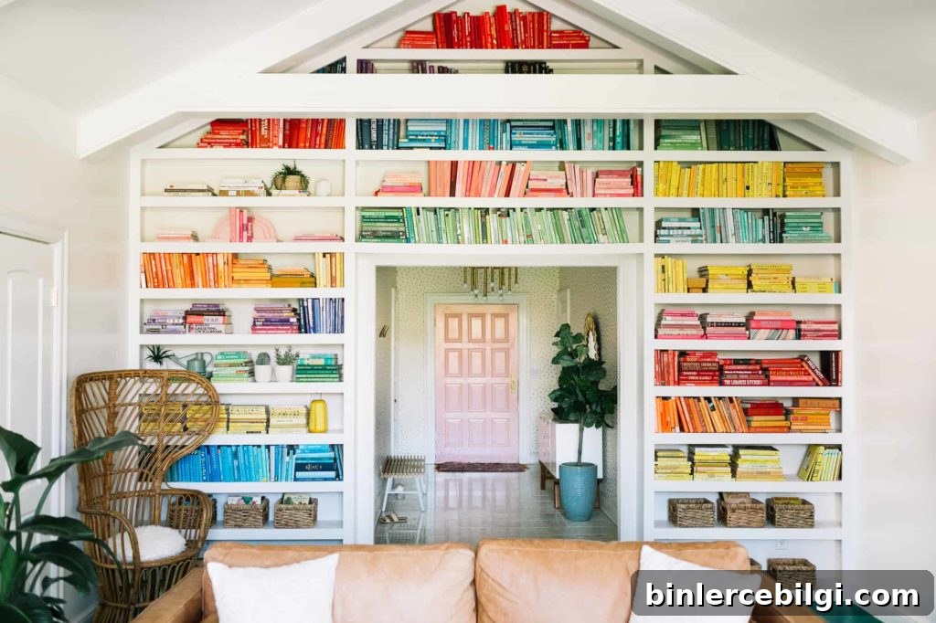 How to use books as bookshelf decor