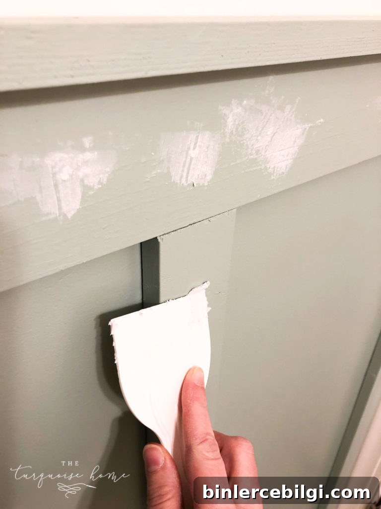 Board and Batten Tutorial - patch the nail holes