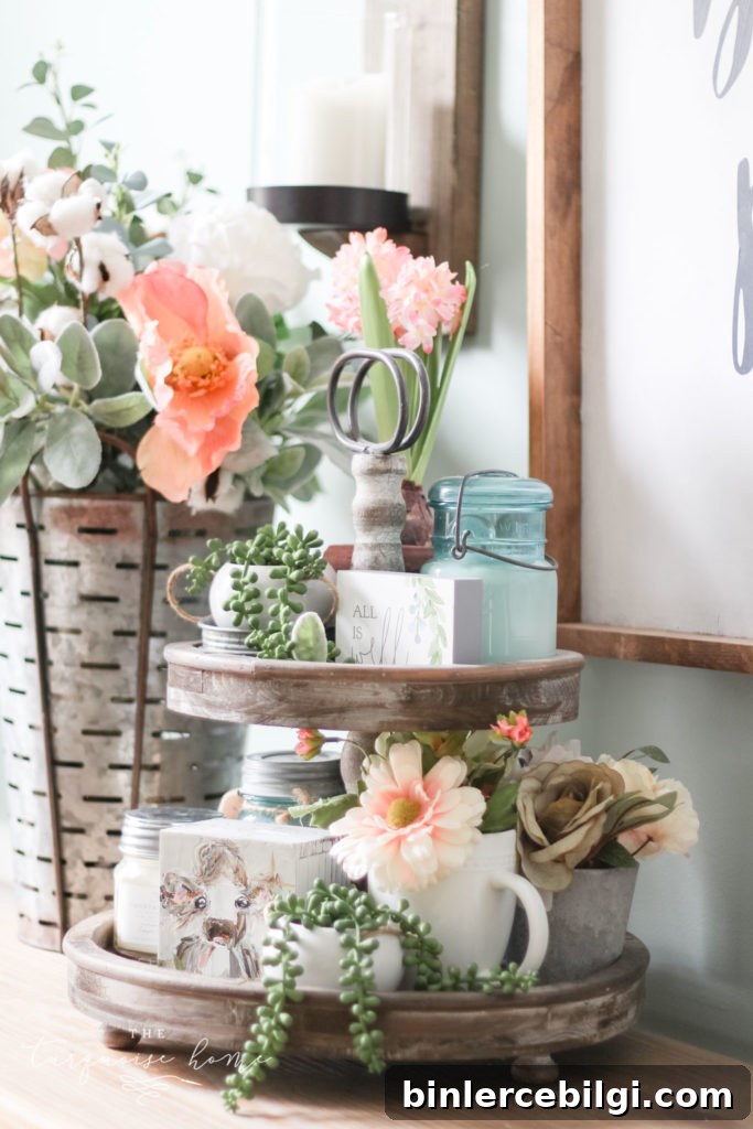 Spring Home Tour at a Flower Shop: Floral Home Decor Ideas 4 Floral Spring Home Tour with fun tiered tray all decorated for spring!