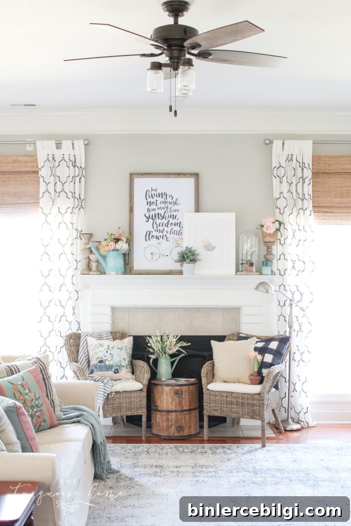 Spring Home Tour at a Flower Shop: Floral Home Decor Ideas 6 Flower Shop Spring Mantel - adorable use of faux botanicals!
