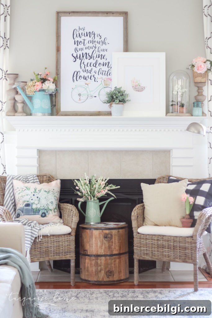 Spring Home Tour at a Flower Shop: Floral Home Decor Ideas 7 Spring has sprung with this floral market vibe spring mantel decor!