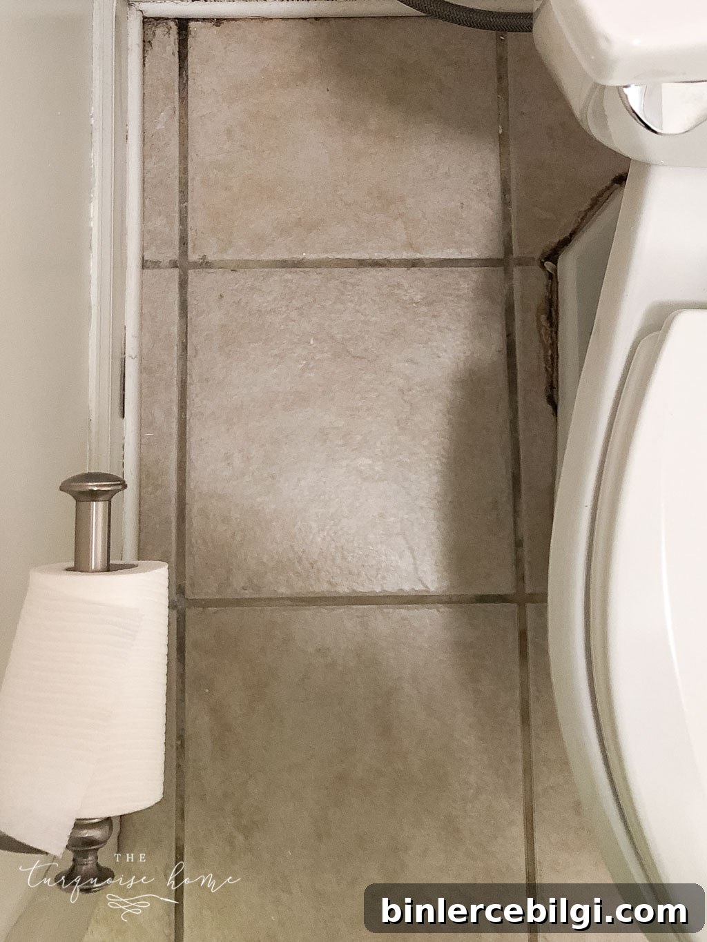 How to use grout paint - before pictures of gross, stained grout