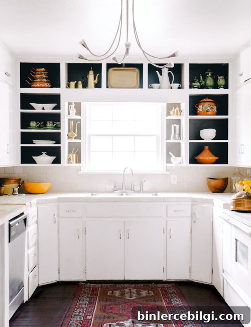 Remove the kitchen cabinet doors to give the kitchen an updated look!