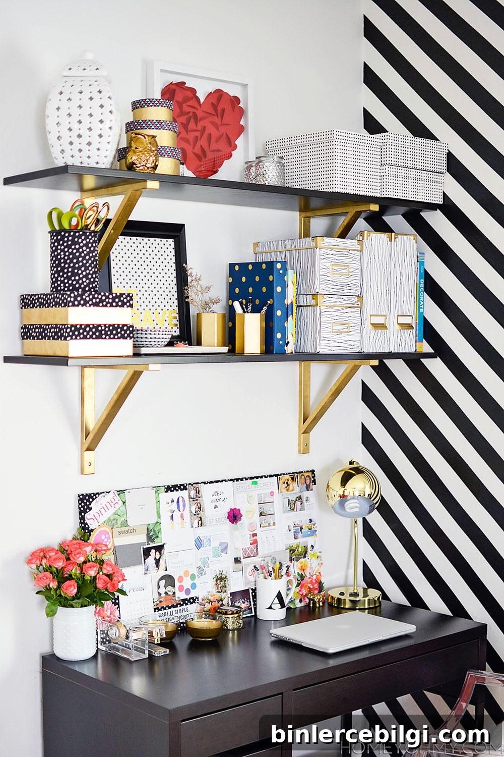 Affordable DIY Shelving Ideas to Maximize Home Storage 13 Black and Gold DIY Shelves
