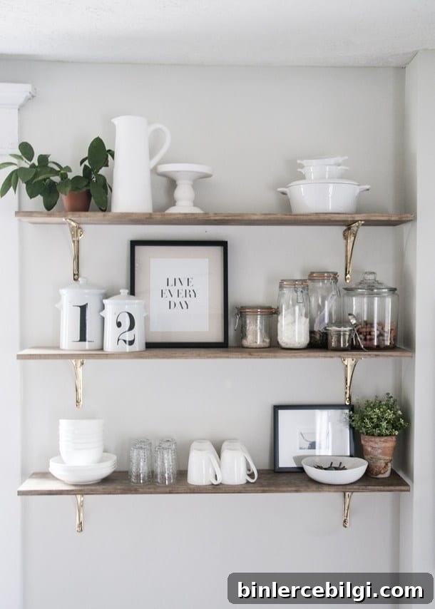 Affordable DIY Shelving Ideas to Maximize Home Storage 7 Rustic Glam Kitchen Shelves