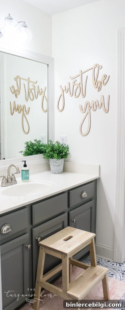 How to Create Big Style in a Small Bathroom | Girls' Bathroom Makeover | Bathroom Refresh | Simply White Walls