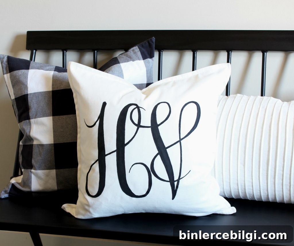 DIY monogrammed pillow with heat transfer vinyl