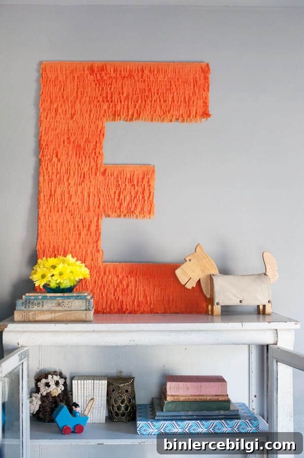 DIY monogrammed fringe letter