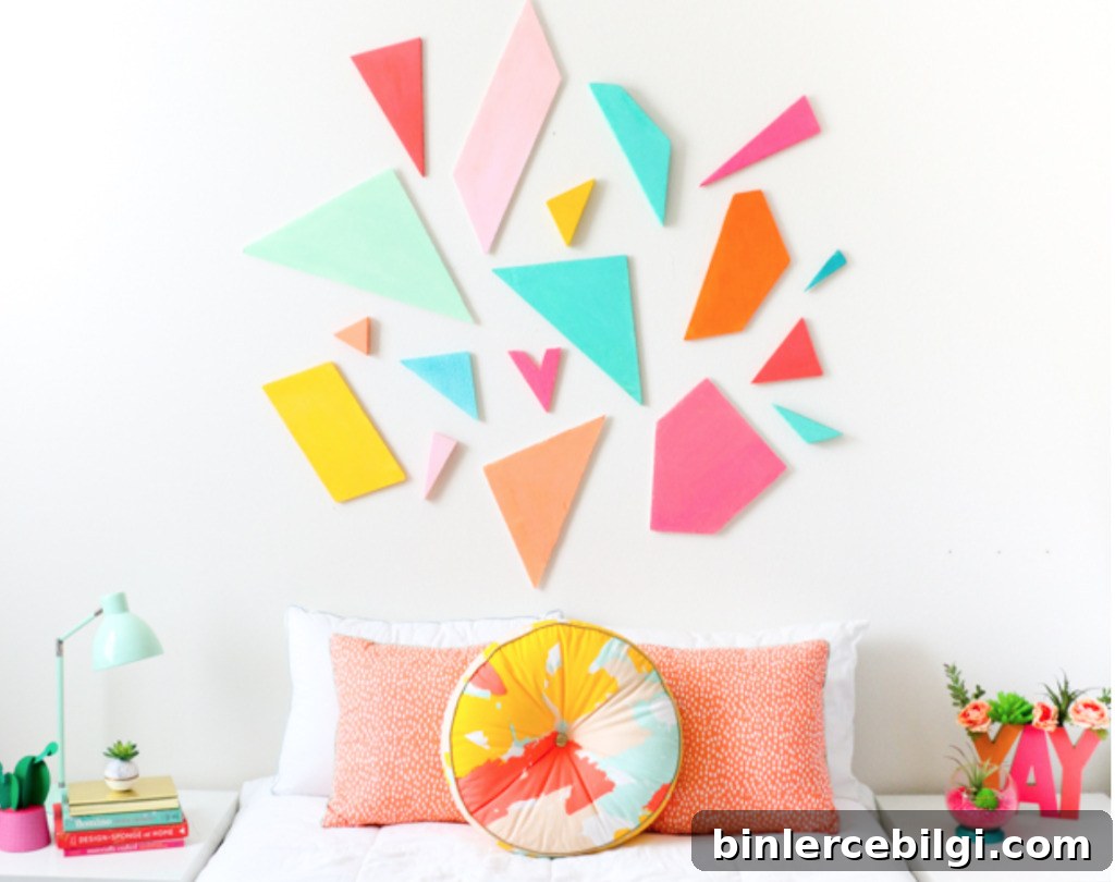 How to make a headboard: 13 Beautiful DIY Headboard Ideas - geometric art headboard