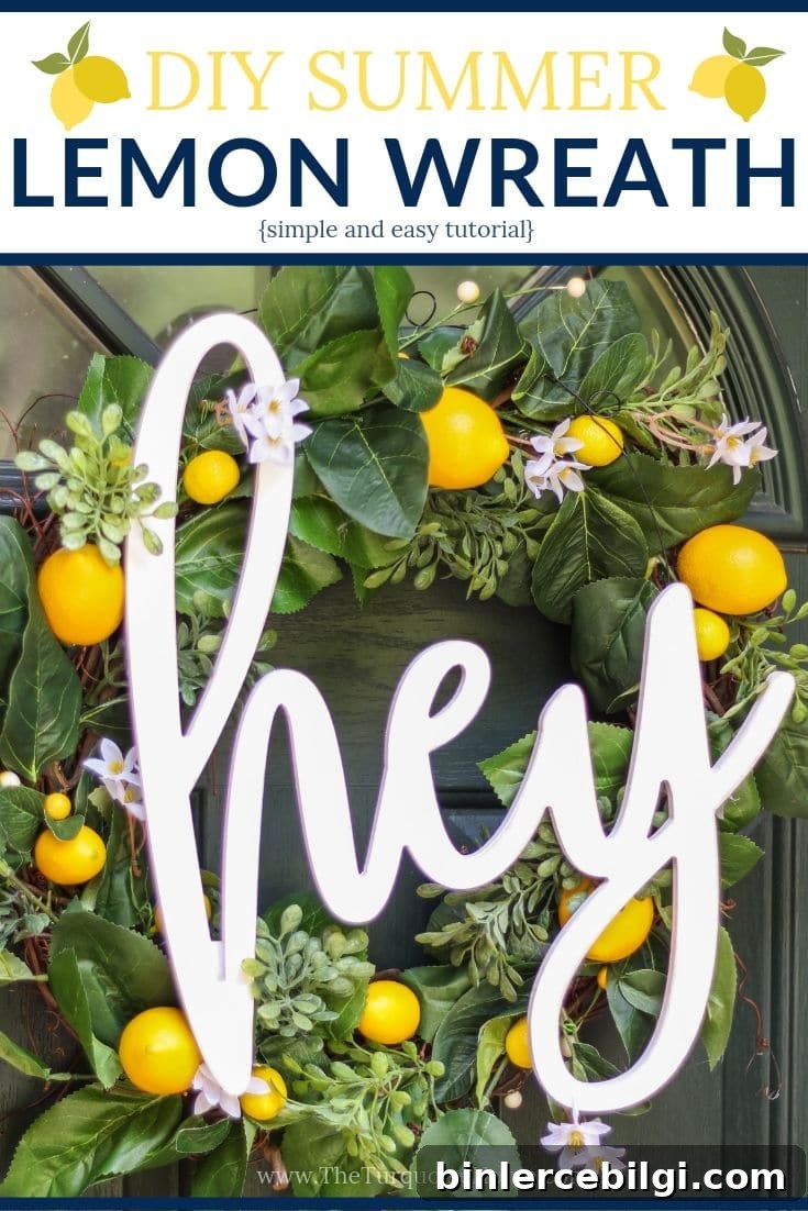 DIY Simple Summer Lemon Wreath - a quick and easy tutorial for a super cute summer wreath!
